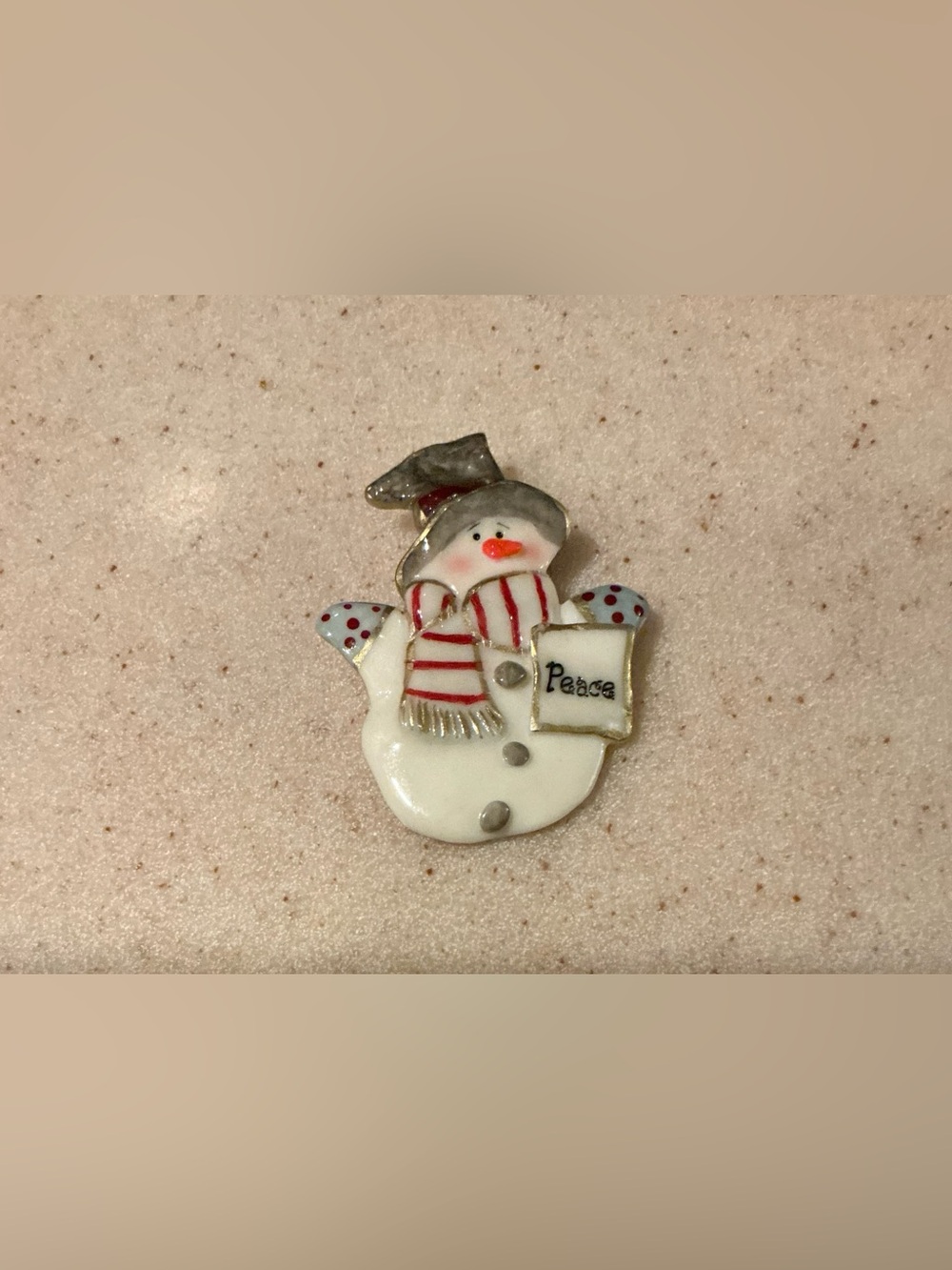Holiday Snowman Pin Brooch - White and Red Nancye Williams Blizzard Company